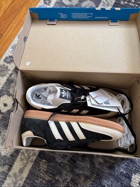 adidas Black and Cream Sambas with Gum Sole